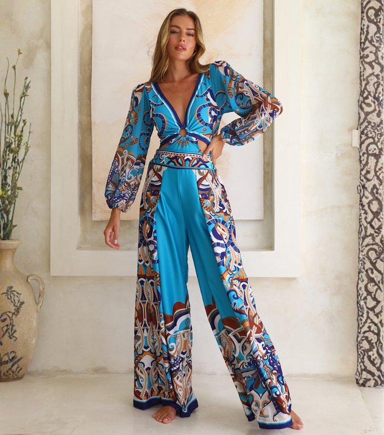 Butterfly and Dragonfly Long Sleeve Hollow Print One Piece Swimsuit and Skirt