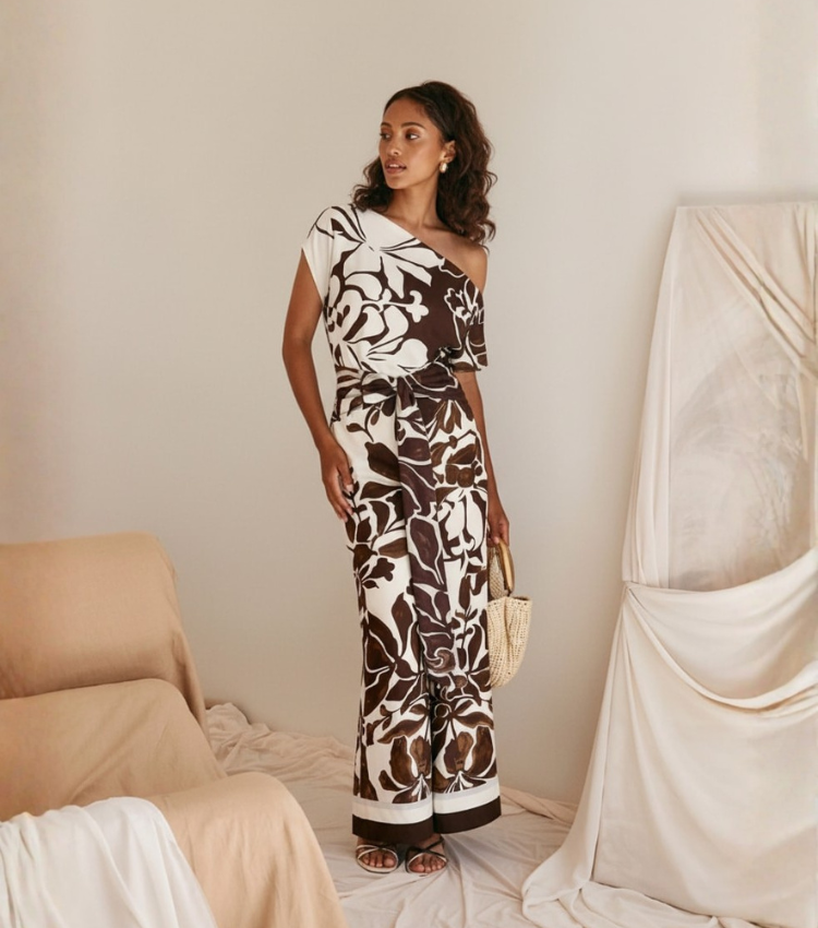 Abstract Floral Print Jumpsuit