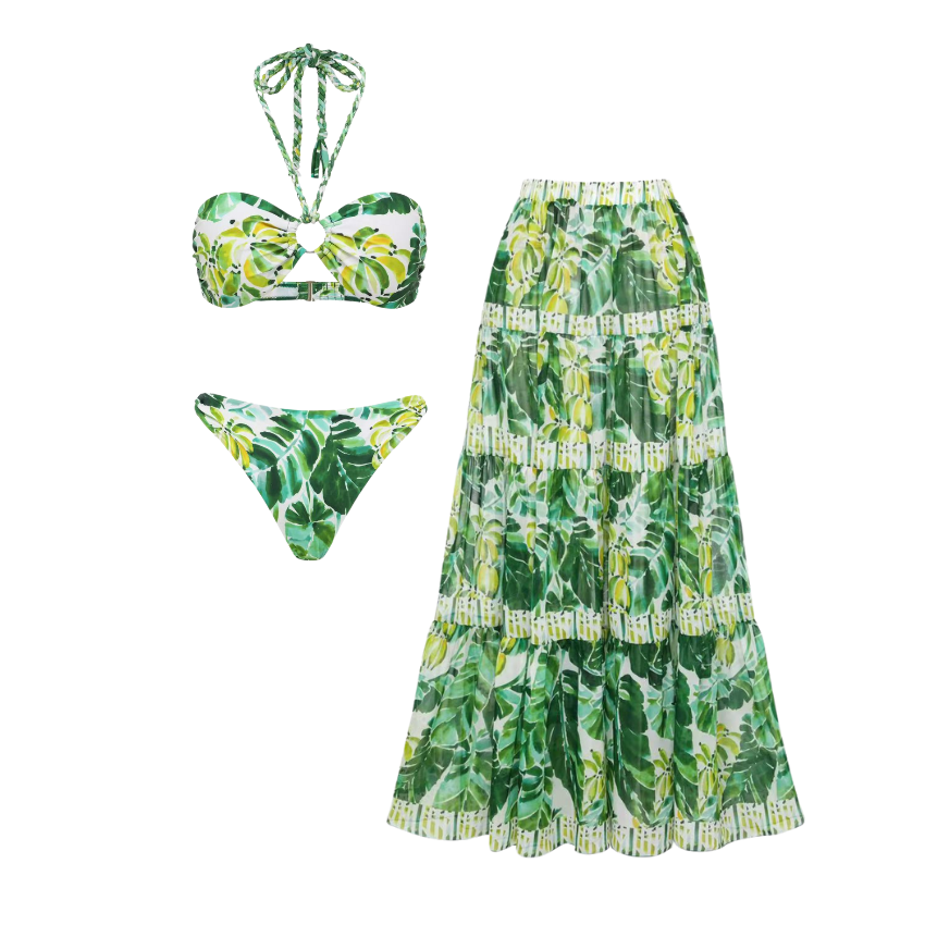 Green Banana Forest Print Swimsuit Set(s)