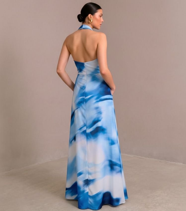 Tie-dye knotted maxi dress