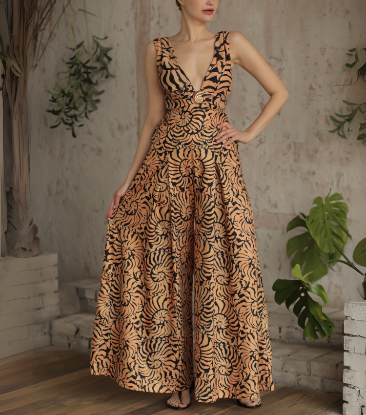 V-Neck Marine Thread One Piece Swimsuit and Sarong