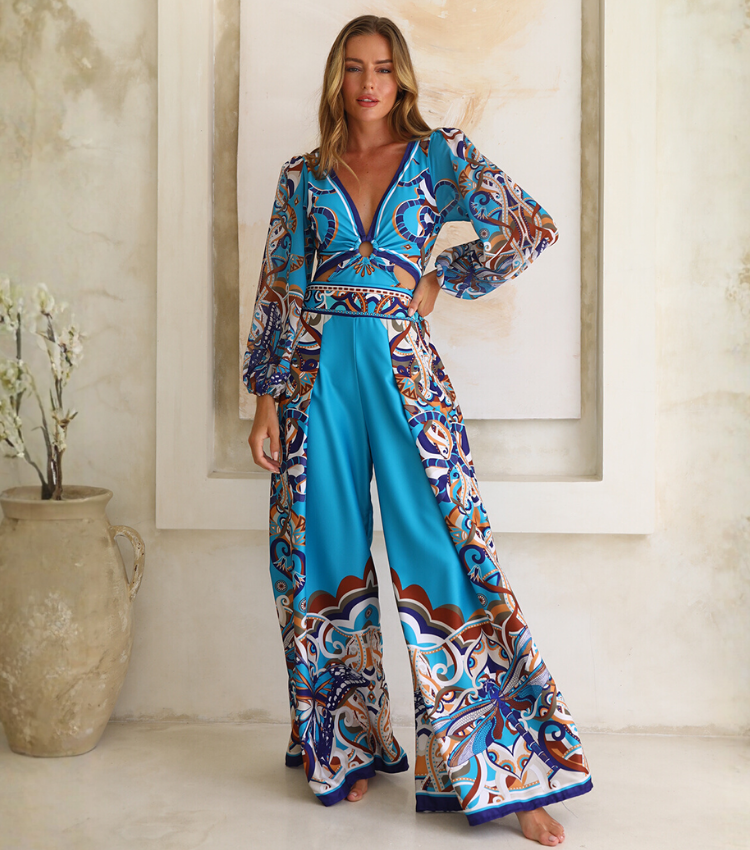 Butterfly and Dragonfly Long Sleeve Hollow Print One Piece Swimsuit and Skirt