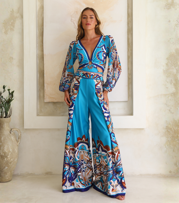 Butterfly and Dragonfly Long Sleeve Hollow Print One Piece Swimsuit and Skirt