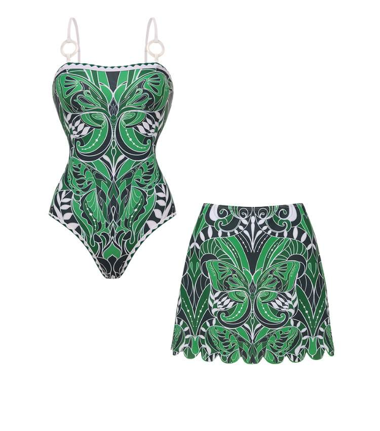 Butterfly Printed One Piece Swimsuit and Skirt or Pants Flaxmaker