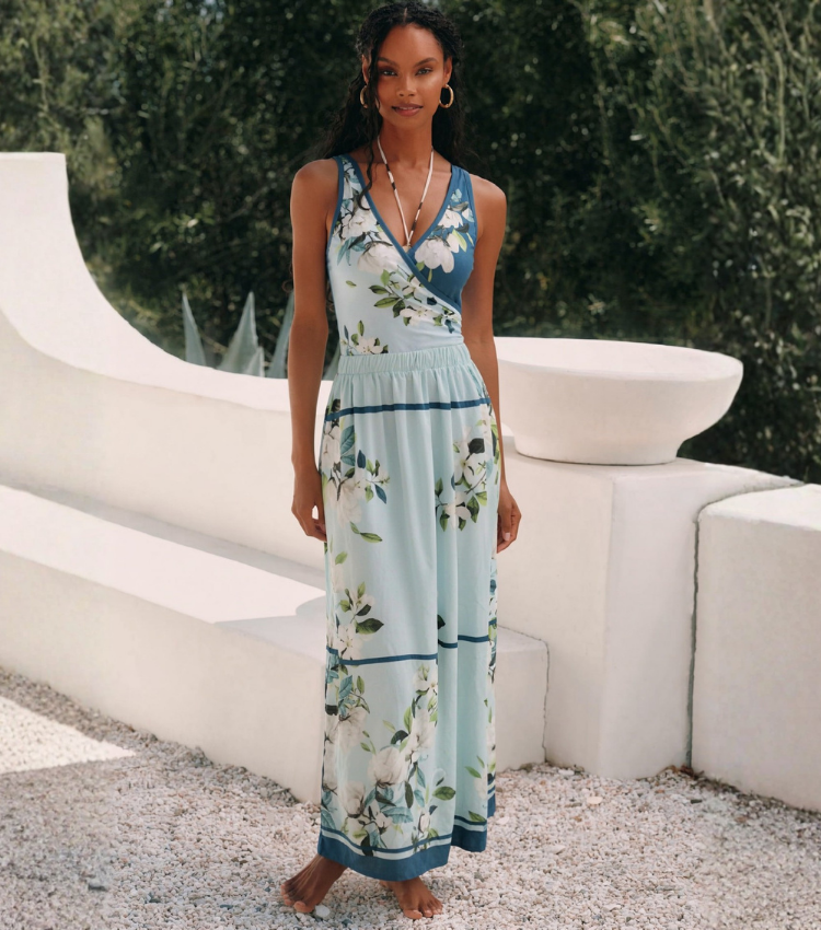 [Copy]Dark Cyan Botanical Flower Print Swimsuit Set(s)