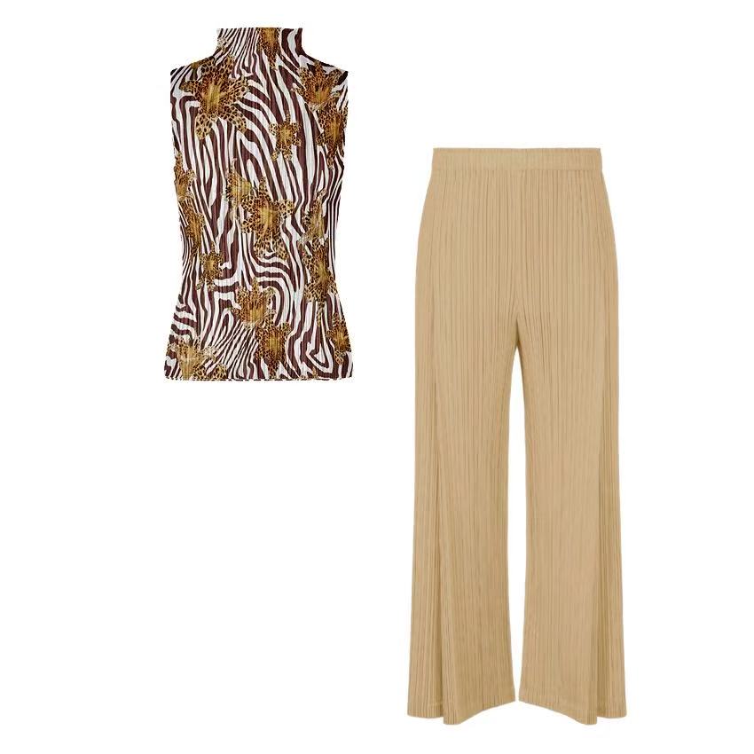 Zebra Leopard Pleated Two-Piece