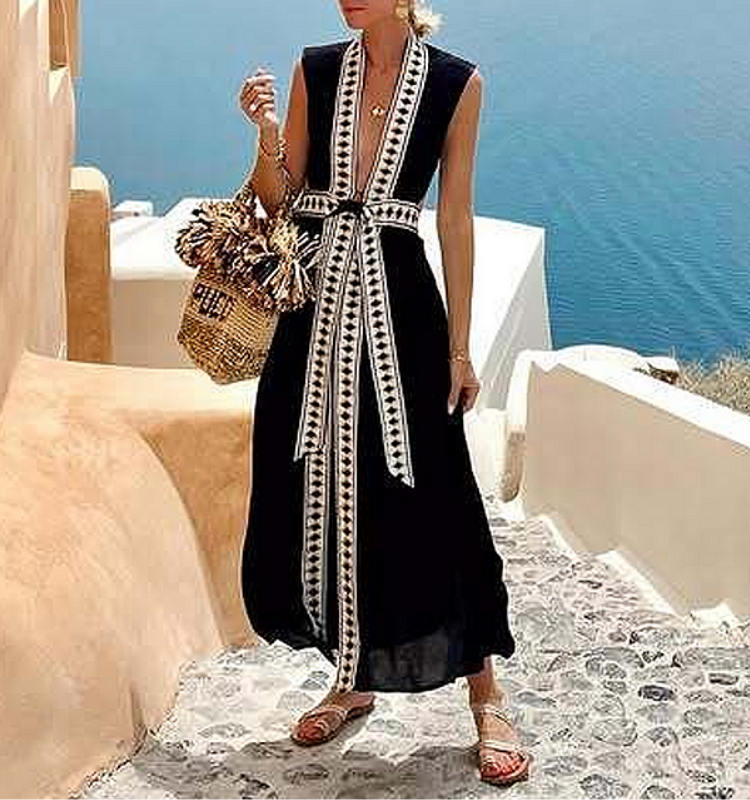 V Neck Vacation Dress