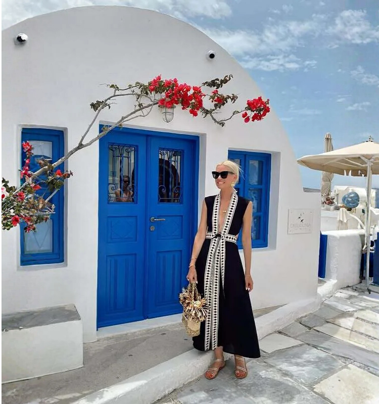 V Neck Vacation Dress