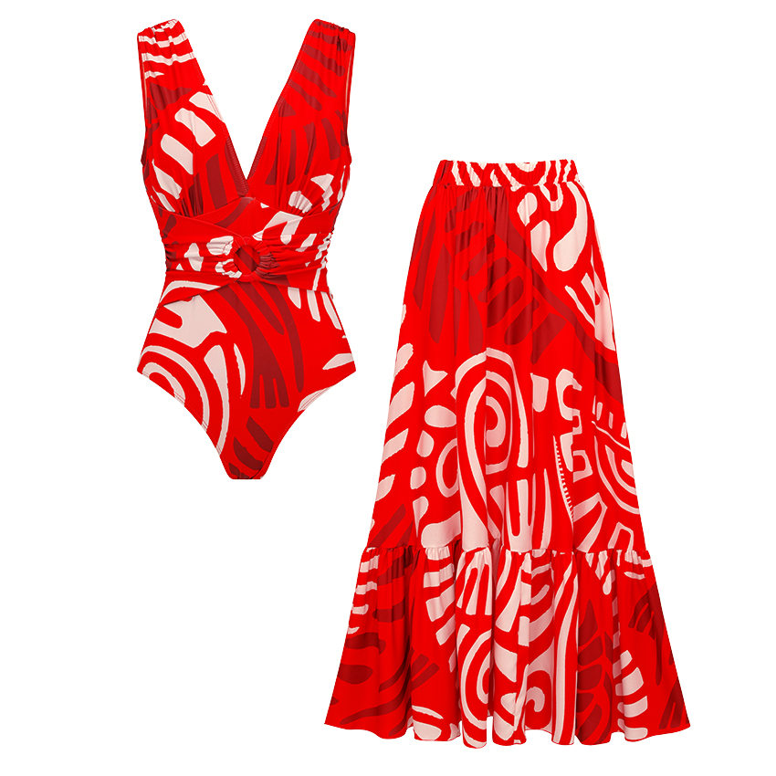 [Copy][Copy][Copy]One Shoulder Yellow Printed Swimsuit Set(s)