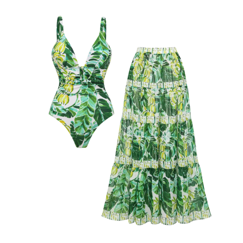Green Banana Forest Print Swimsuit Set(s)