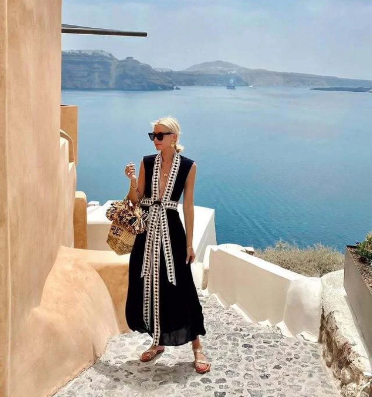 V Neck Vacation Dress