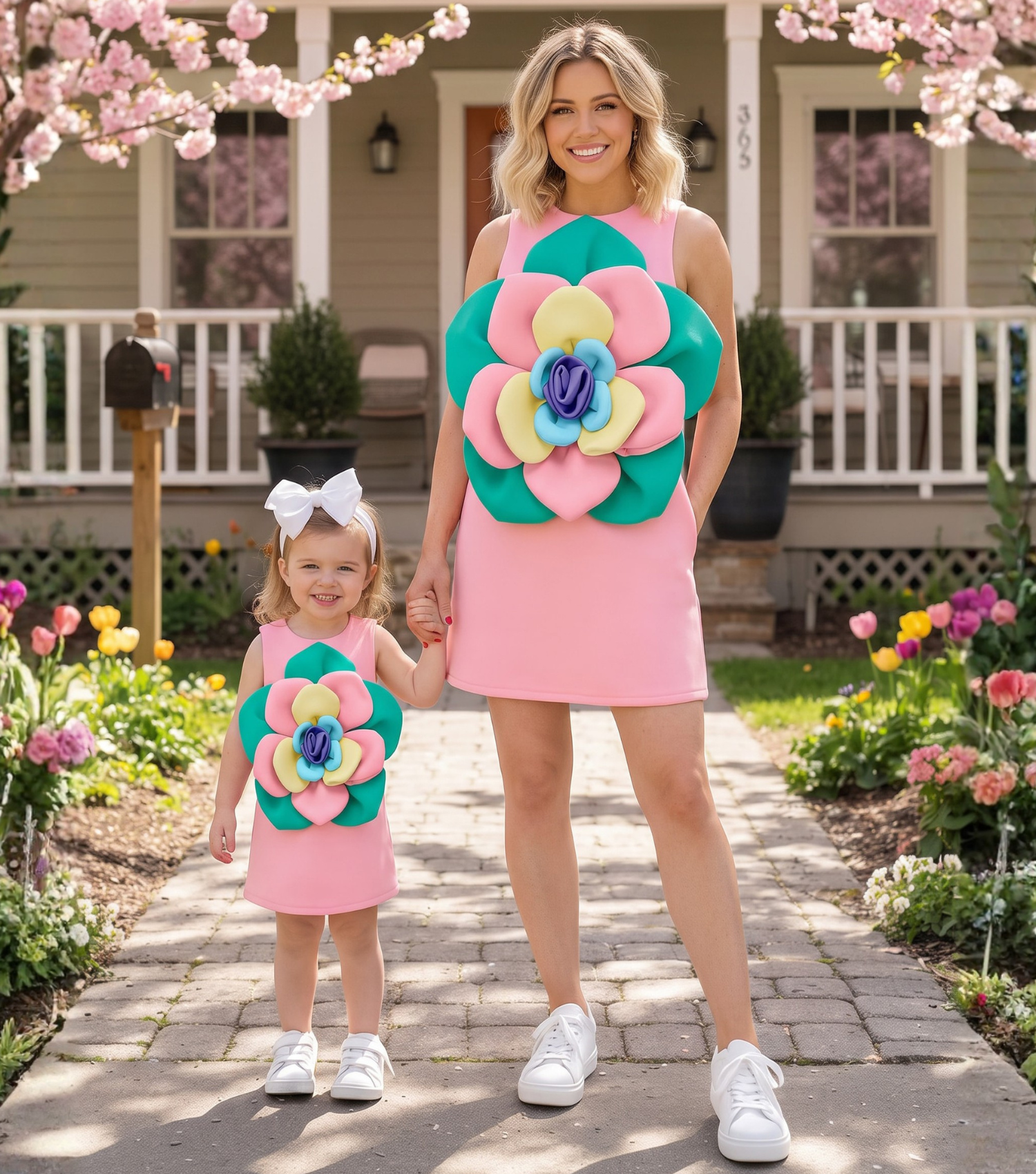 Mom&Me 3D Colorful Floral Sleeveless Dress