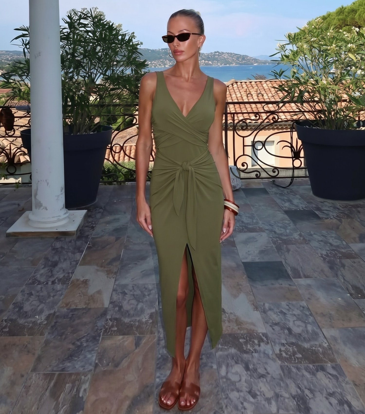 V Neck Green Swimsuit Set(s)