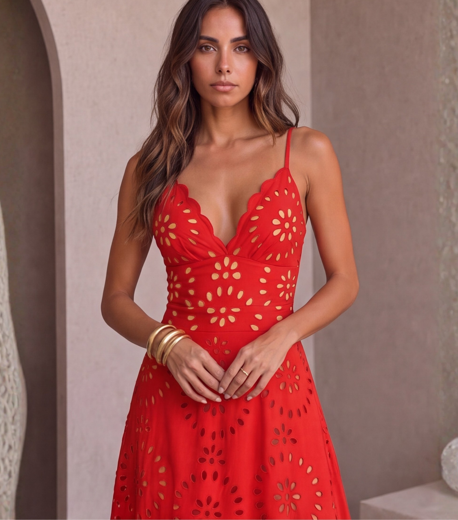 Laser Flower Hollow One Piece Swimsuit and Skirt