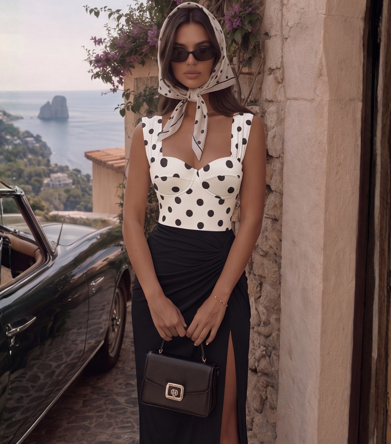 Sling Dot Printed One Piece Swimsuit and Skirt Flaxmaker