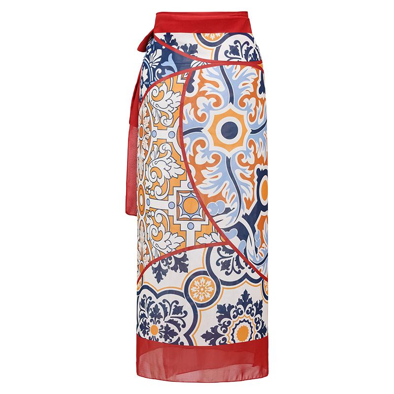 Printed Halter One Piece Swimsuit and Sarong Flaxmaker