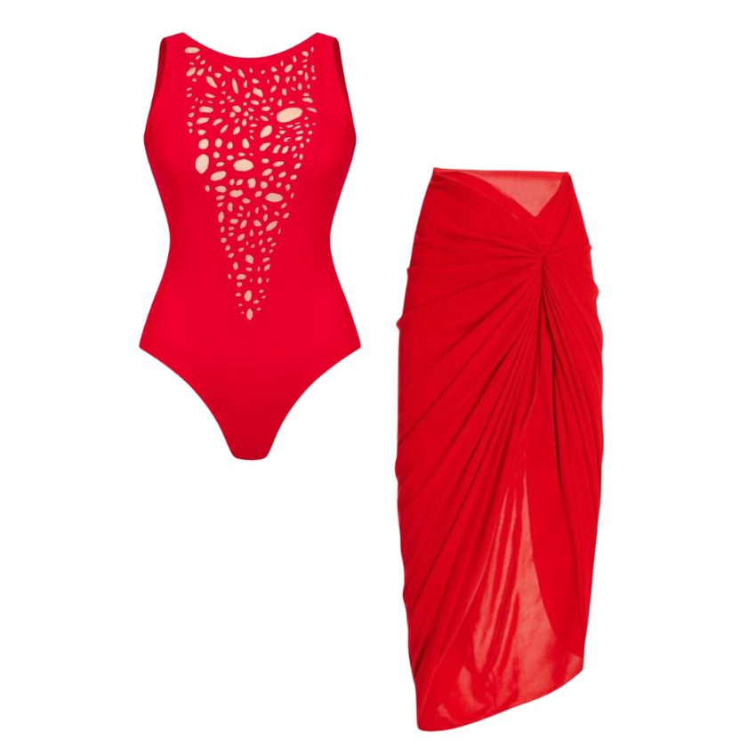 Cutout Red One Piece Swimsuit
