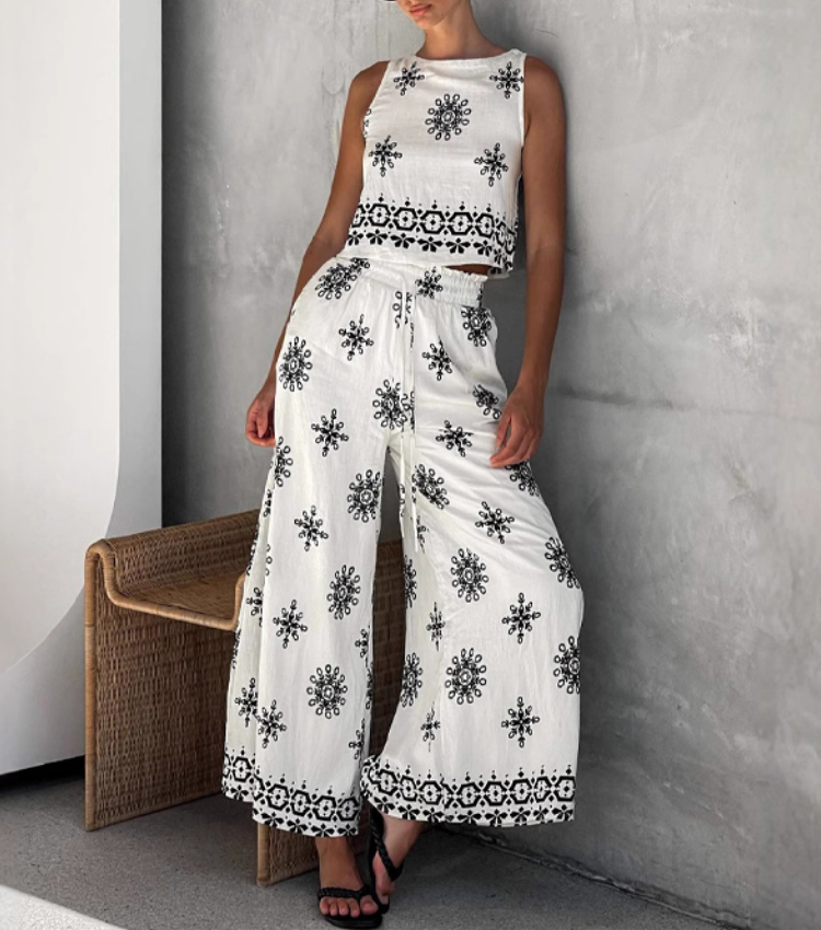 Casual Cotton and Linen Top and Pants