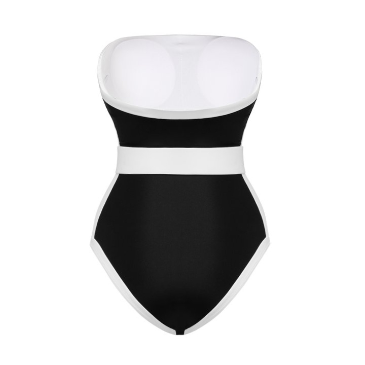 Bandeau Color Block One Piece Swimsuit