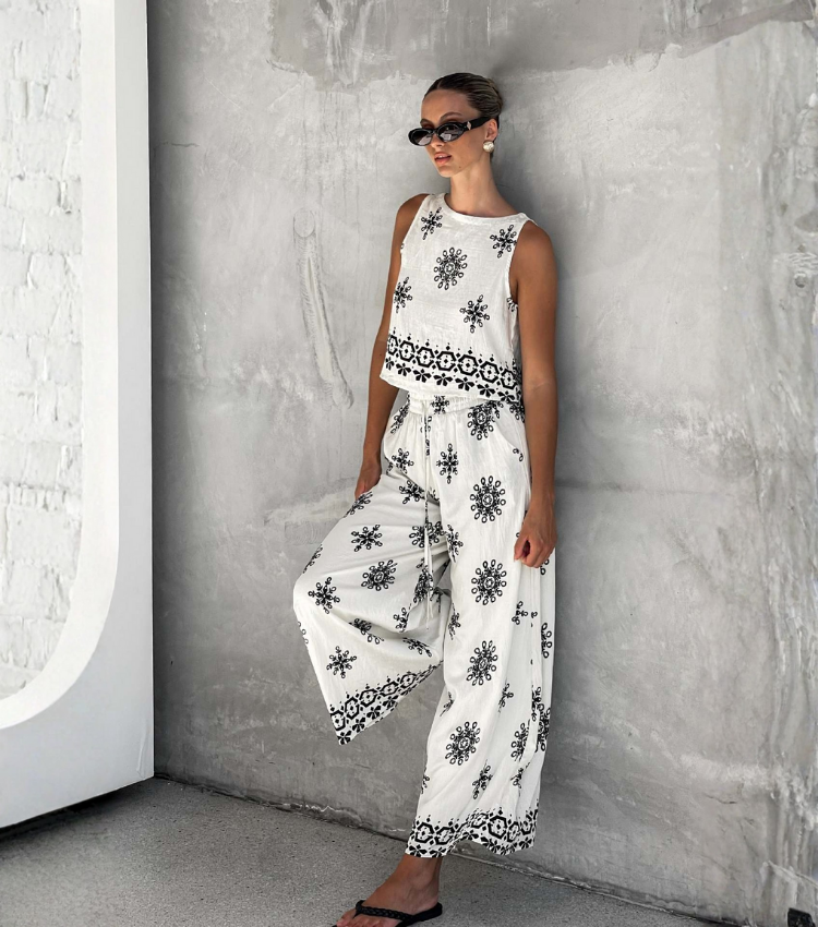 Casual Cotton and Linen Top and Pants