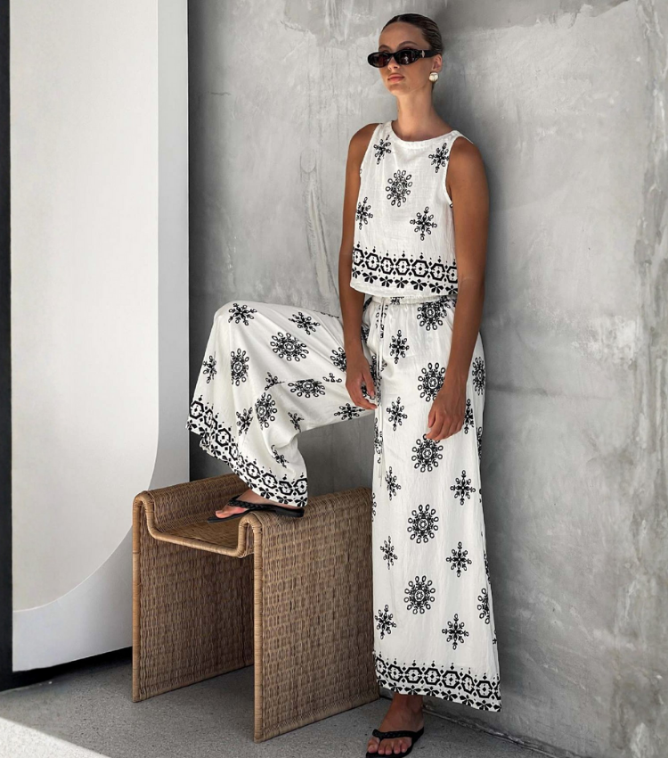 Casual Cotton and Linen Top and Pants