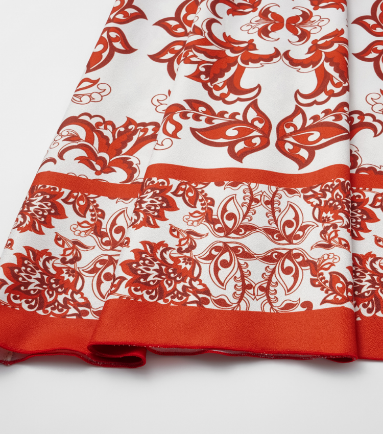 Red Flower Totem Pattern Print Bikini and Skirt