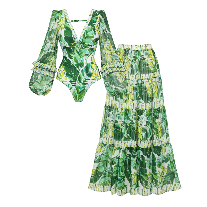 Green Banana Forest Print Swimsuit Set(s)