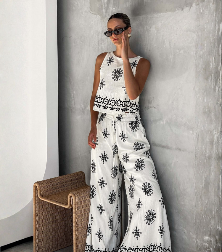 Casual Cotton and Linen Top and Pants