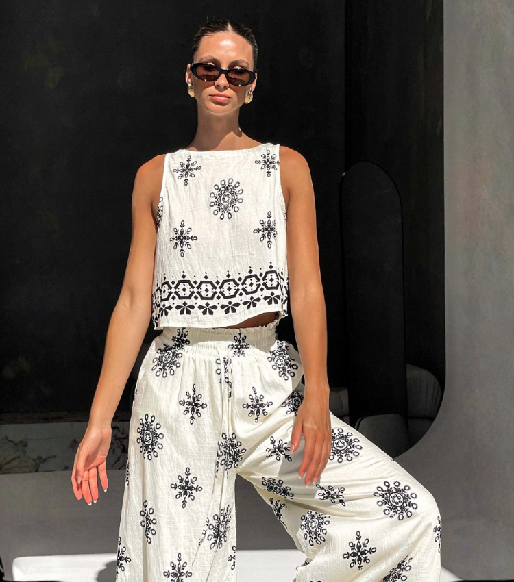 Casual Cotton and Linen Top and Pants