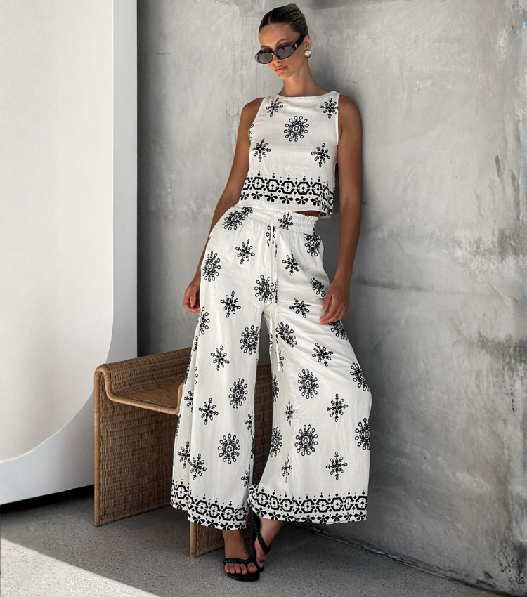 Casual Cotton and Linen Top and Pants