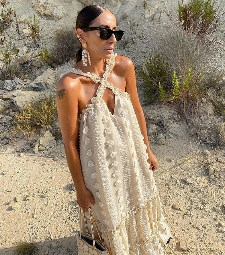 Halter 3D Flower Maxi Dress