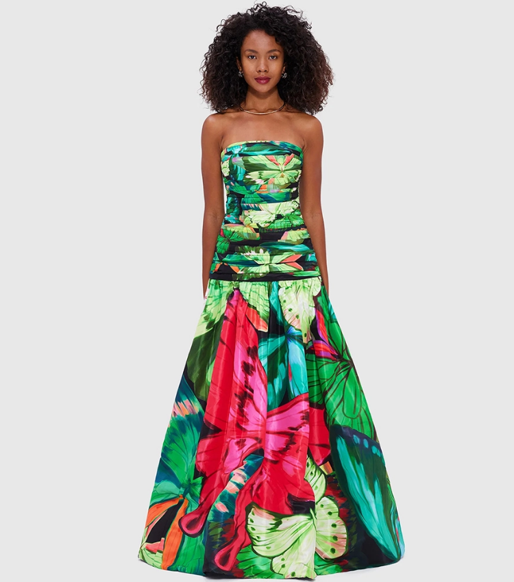 Butterfly Printed One Piece Swimsuit and Skirt