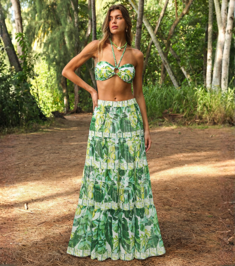 Green Banana Forest Print Swimsuit Set(s)