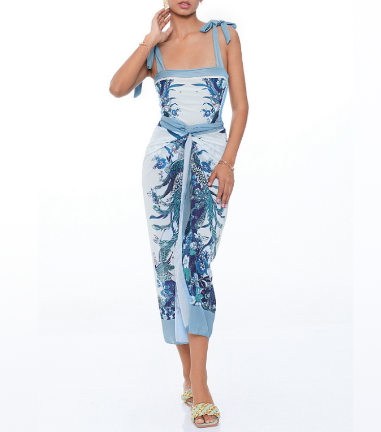 Reversible Tie-shoulder One Piece Swimsuit and Sarong/Skirt Flaxmaker