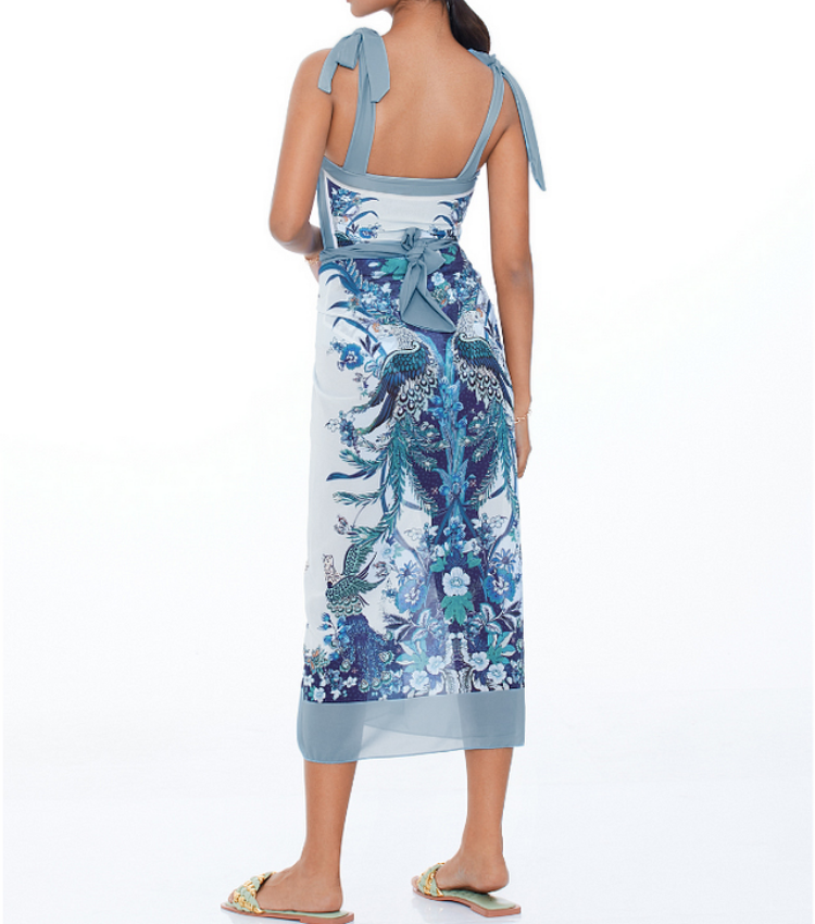 Reversible Tie-shoulder One Piece Swimsuit and Sarong/Skirt Flaxmaker