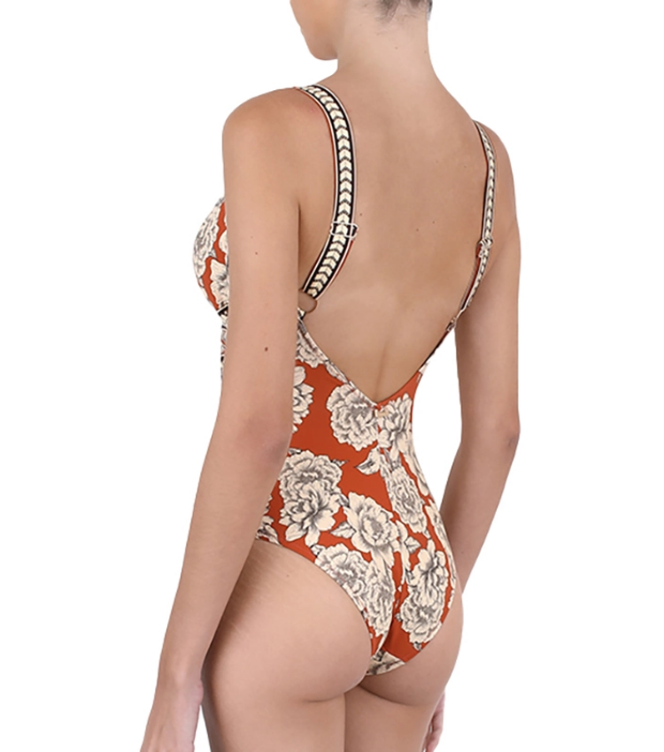 Peony Printed One Piece Swimsuit and Sarong
