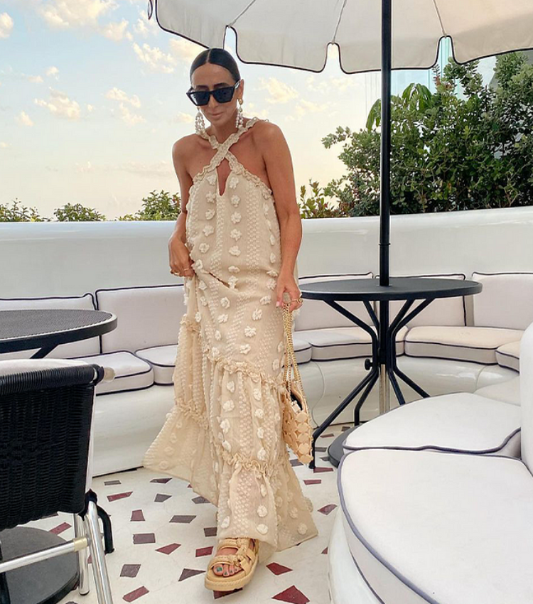 Halter 3D Flower Maxi Dress