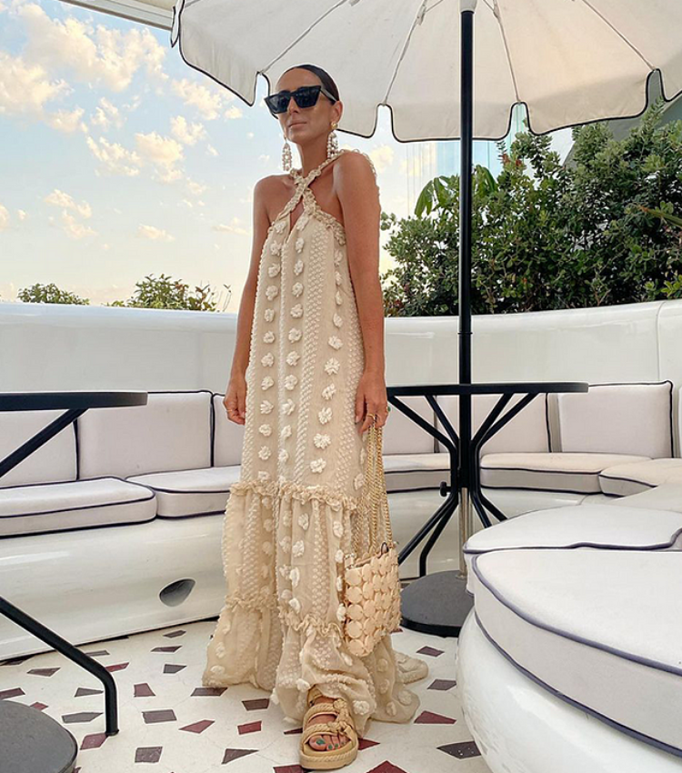 Halter 3D Flower Maxi Dress