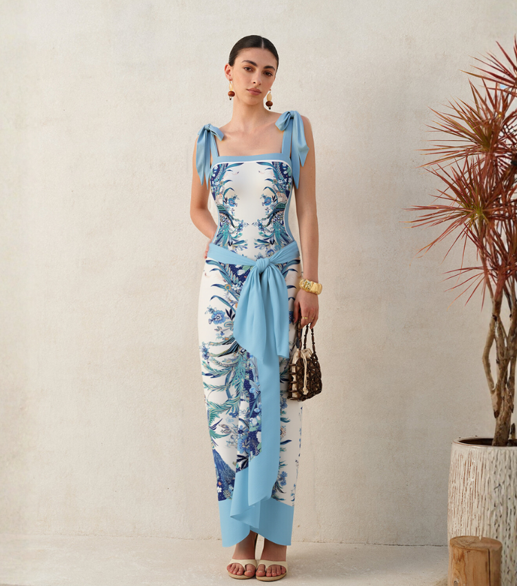 Reversible Tie-shoulder One Piece Swimsuit and Sarong/Skirt Flaxmaker