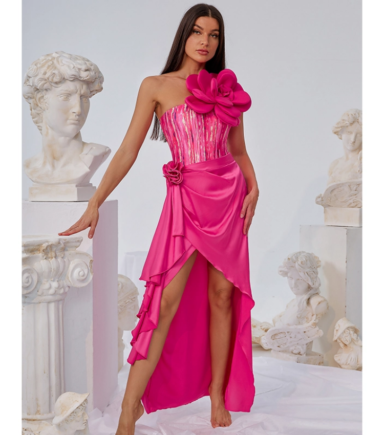 3D Flower Decor One Piece Swimsuit and Skirt Flaxmaker