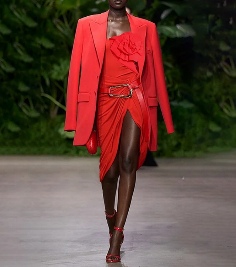 3D Flower Removable Strap Red One Piece Swimsuit and Sarong Flaxmaker