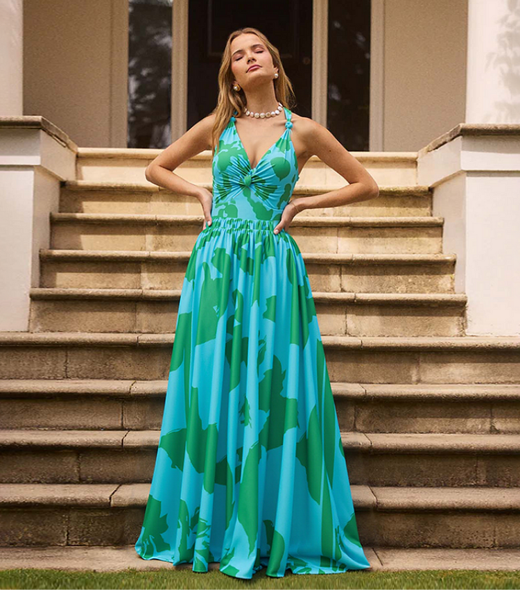 Printed One Piece Swimsuit and Skirt