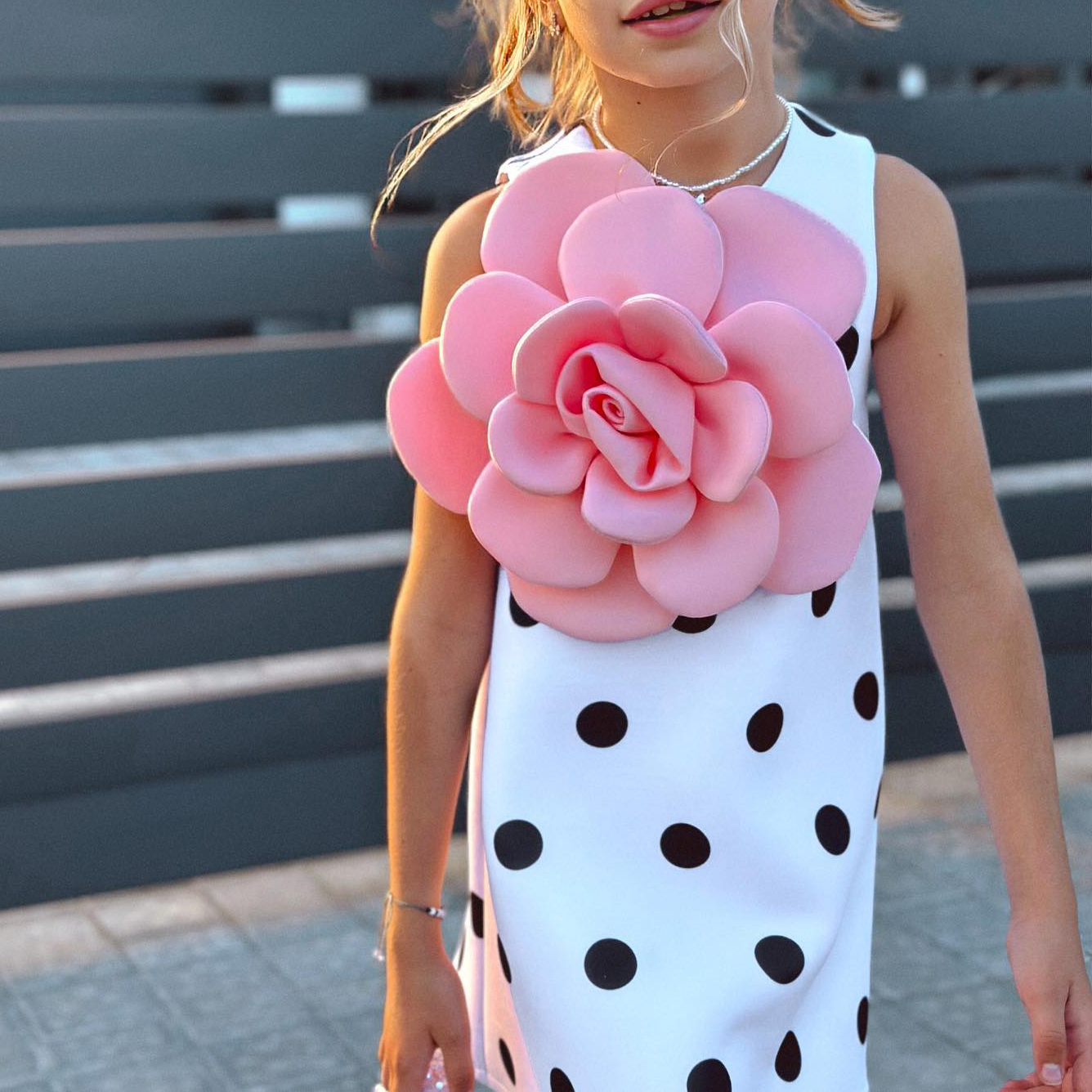 Mom&Me 3D Flower Polka Sleeveless Dress