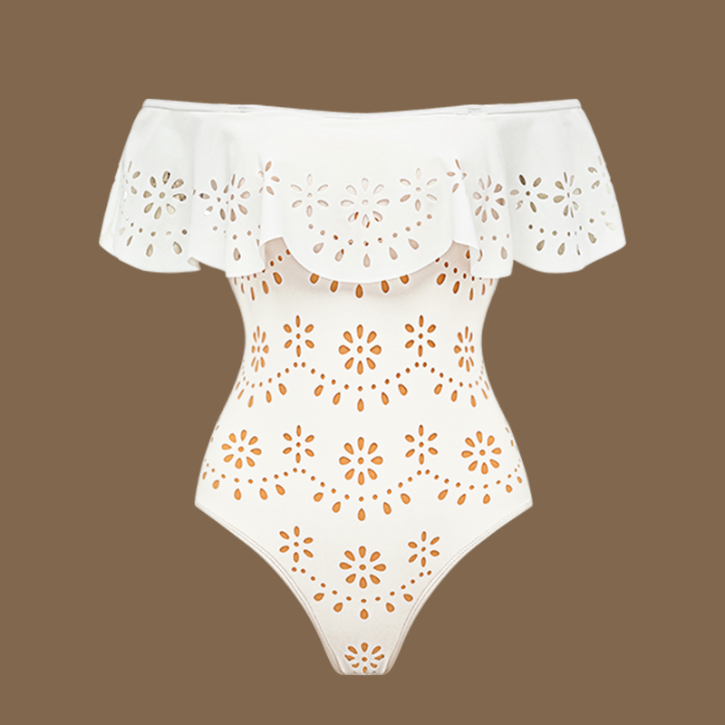 Three Pieces Set Hollow Out One Piece Swimsuit and Skirt