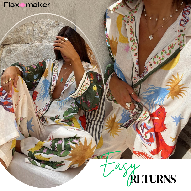 Graffiti Printed Long Sleeve Shirt and Pants Set