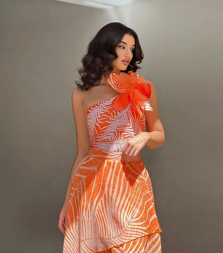 3D Flower Printed One Piece Swimsuit and Skirt Flaxmaker