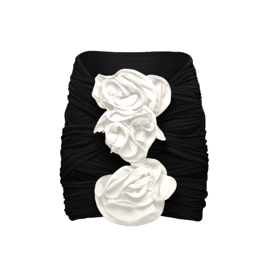 3D Flower Cutout One Piece Swimsuit and Skirt Flaxmaker