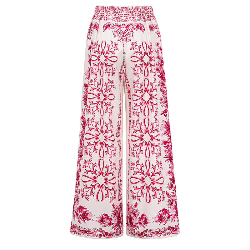 Ruffle Cut Out Lily and Majolica Series Pattern Print One Piece Swimsuit and Skirt or Pants