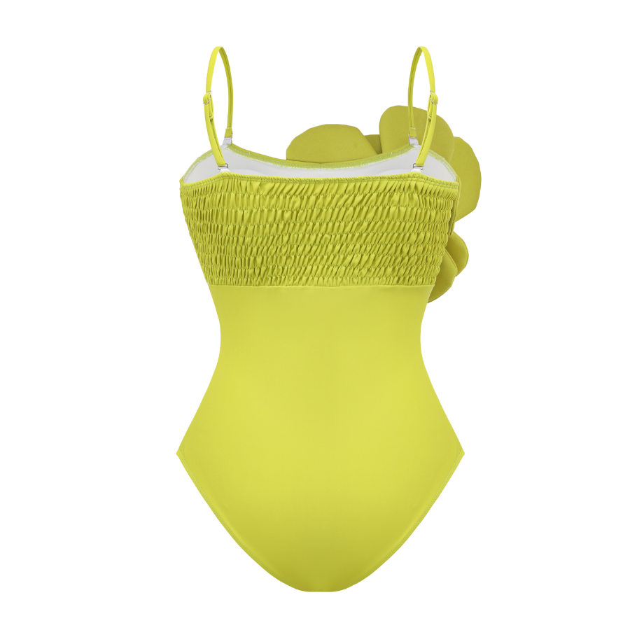 Hand-stitched 3D Flower One Piece Swimsuit and Sarong Flaxmaker