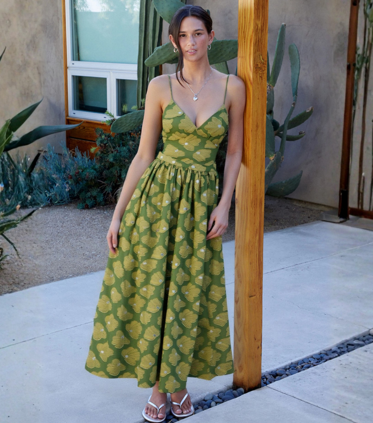 Olive Drab printing V-neck Swimsuit Set(s)